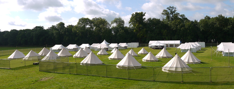 Temport tented villages at festivals, festival tent accommodation